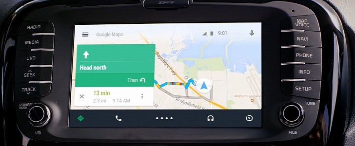 Google Maps on the first version of Android Auto