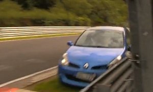 Renault Clio RS Scrapes Along Huge Section of Nurburgring Barrier