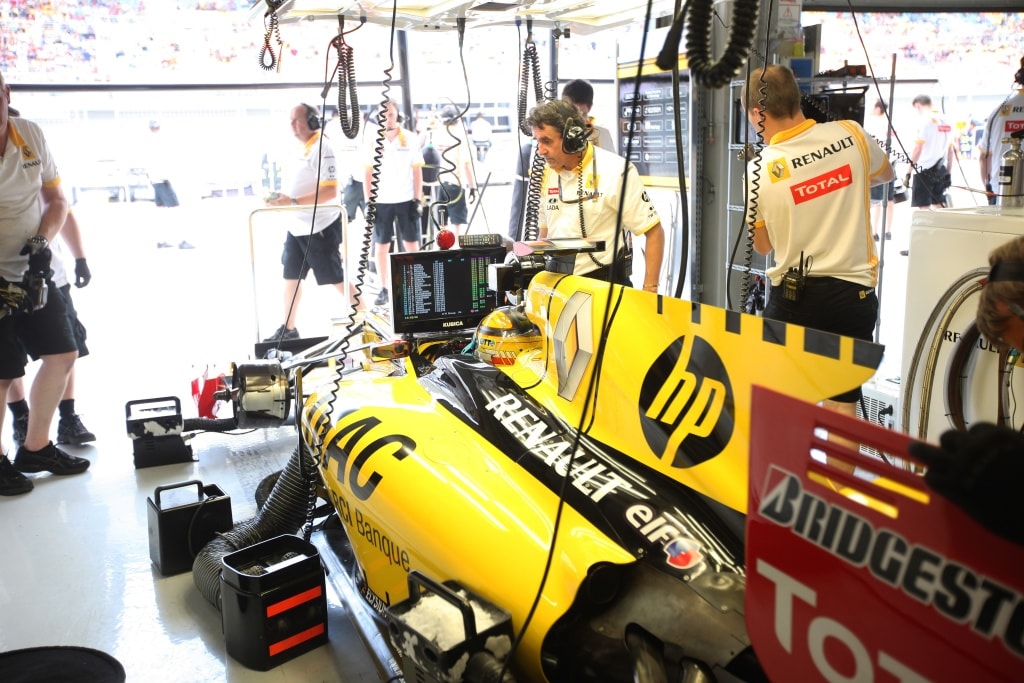 Renault Kubica's car in the Renault garage