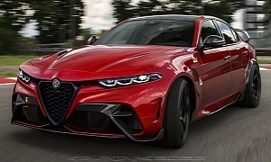 Rendering: 2024 Alfa Romeo Giulia GTAm Wants Nothing More Than to Vex the BMW M3 CS