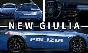Rendering: Alfa Romeo's 2026 Nuova Giulia Looks Great Dressed in Police Attire