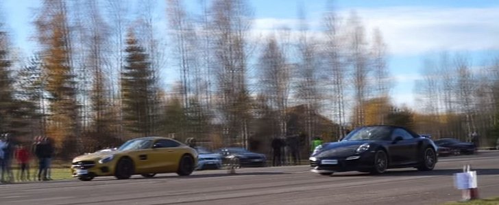 Renntech Mercedes-AMG GT S vs Porsche 911 Turbo S Cabriolet Drag Race