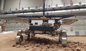 Replica ExoMars Rover Driving on Mock Martian Terrain Looks Surprisingly Real