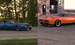 Retro-Modern CGI Muscle: Pontiac GTO The Judge and Ford Torino Talladega