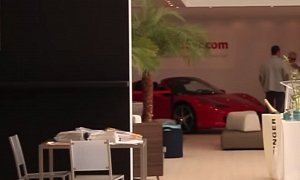 Revving a Ferrari Indoors Is The Norm at The Monaco Yacht Show