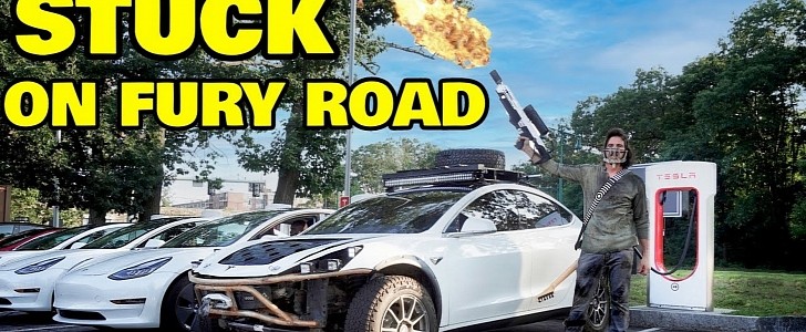 Mad Max Tesla Model 3 is Salvaged But Can Supercharge