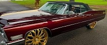 Rick Ross Has New Gold Wheels for His 1968 Cadillac, They Match the Steering Wheel