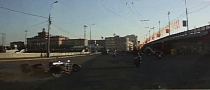 Rider and Pillion Weird Spill in Russia