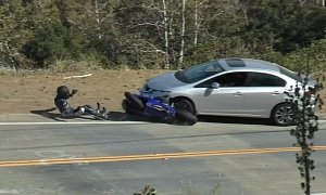 Rider Barely Escaping Being Turned into Pulp on Mulholland