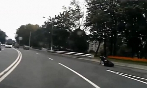 Rider Crashes Hard for No Apparent Reason