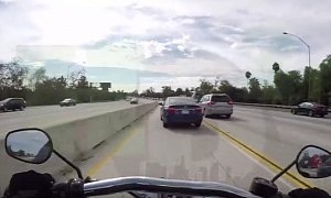 Rider Gets Cut Off On Highway, He Becomes New Spiderman
