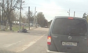 Rider Jumps over Railway Barrier, Crashes Silly
