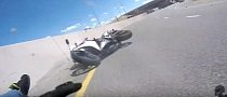 Rider Misses Apex, Slides On Highway On-Ramp