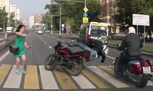 Rider Panics - Crashes Silly In Front of Russian Hottie