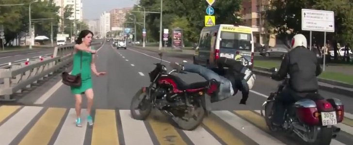 Rider crashes in front of hottie