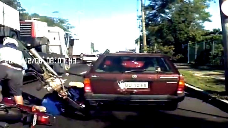 Rider Rear-Ended by Another Silly Motorcyclist