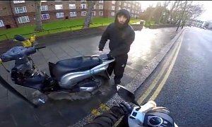 Rider Scares Off Scooter Thief in London