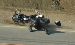 Rider Scrapes, Panics, Brakes. And Crashes.