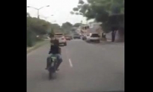 Riding Backwards Scooter Crash