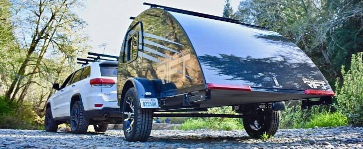 Rift Carbon Teardrop Camper Is Sturdy, Ultralight, and Can Be Towed Even via Motorcycle