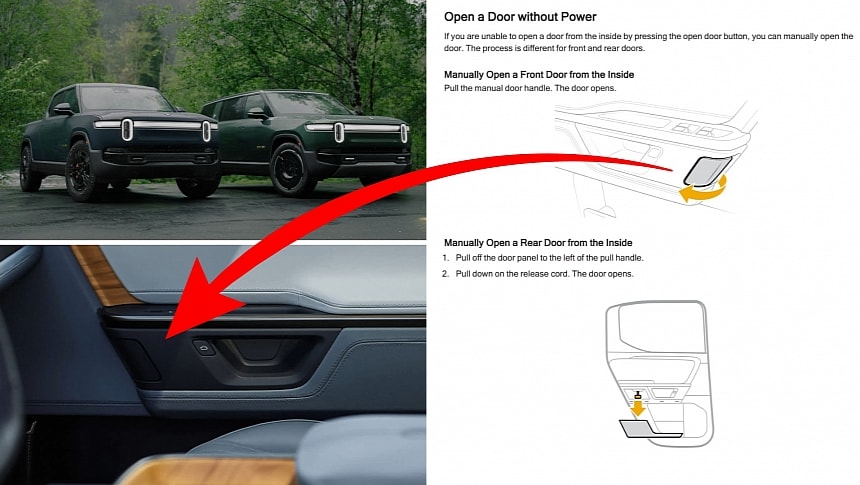 Rivian switched to an electrical door release