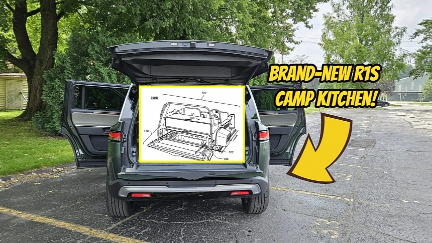 Rivian R1S Trunk with Camp Kitchen Diagram