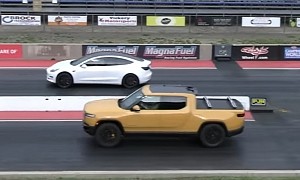 Rivian R1T Drags Tesla Model 3, Mustang, Corvette, and Takes a Trio of Shameful Beatings