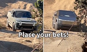 Rivian R1T Outshines Tesla Cybertruck on the Hollister Hills Stairs, It's Embarrassing