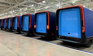 Rivian's CEO Exhibits a Line of Eight Amazon Vans Side by Side on Twitter