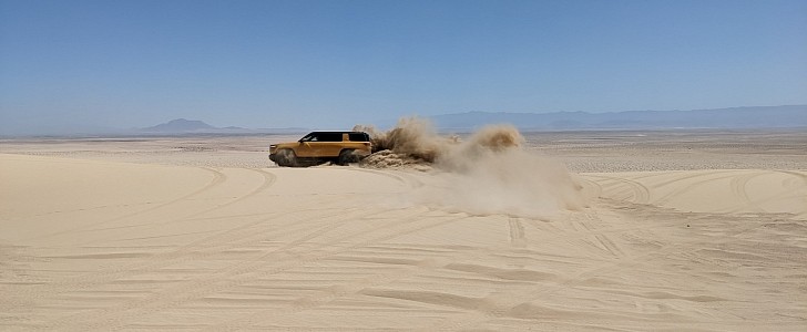 Rivian R1S with Soft Sand mode