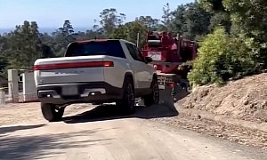 Rivian to the Rescue: Watch the R1T Pull a Heavy Truck out of a Ditch