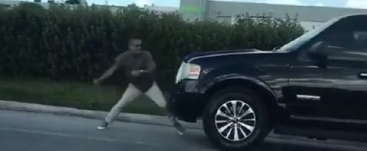 Road rage incident sees man punch and kick SUV in South Florida
