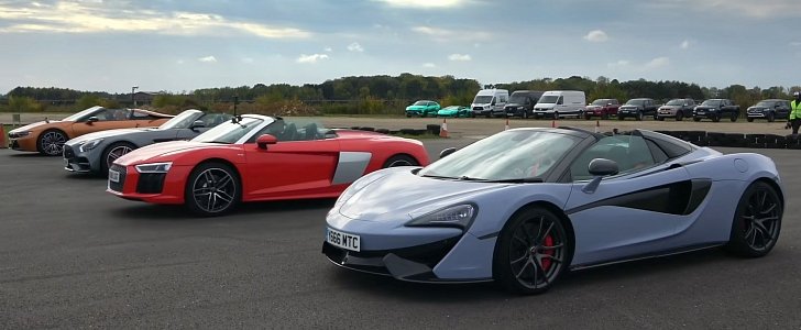 Roadster Race Features AMG GT C, Audi R8, BMW i8 and McLaren 570S. Who Will Win?