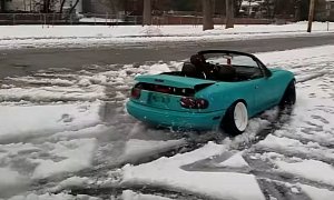 Rob Ferretti's Infamous Stanced Miata Gets Stuck in the Snow without Even Trying