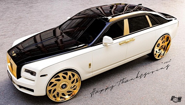 Rolls-Royce Ghost Gold Hi-Riser rendering by 412donklife