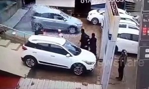 Rookie Driver Smashes Through Showroom Window at Hyundai Dealership in India