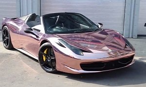 Rose Gold Ferrari 458 Spider with Titanium Exhaust Is a Peacocking Mobile