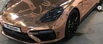 Rose Gold Porsche Panamera Turbo S E-Hybrid Shows Chrome Wrap