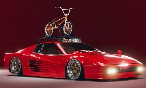 “Rosie” the Stanced Ferrari Testarossa Is an Exotic With Roof Rack and Trick Bike