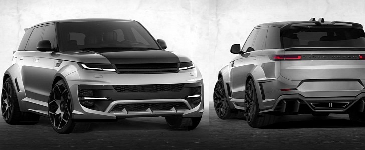 2023 Range Rover Sport widebody kit and aftermarket wheels rendering by ildar_project 