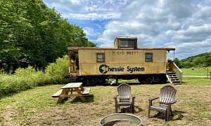 Rough-Looking Vintage Caboose Reveals a Lovely Interior Packed With Amenities