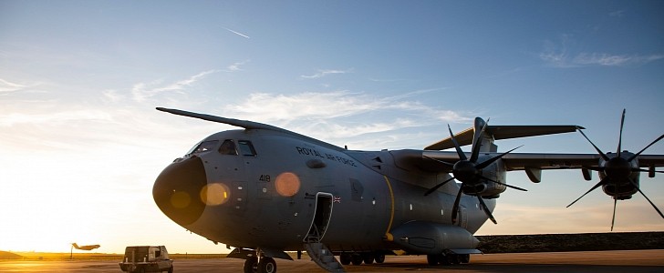 RAF's Atlas A400M practiced landing on natural surfaces during an exercise in France