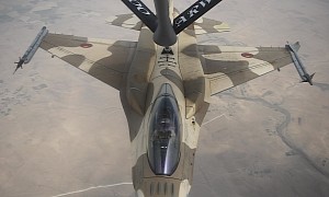 Royal Moroccan Air Force F-16 Wears Desert Camo, Meets USAF Tanker for Refueling