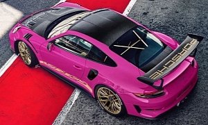 Ruby Star 2019 Porsche 911 GT3 RS with Gold Accents Rendered as Flawless Gem