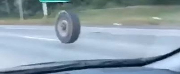 Loose tire speeds down the highway in New Jersey