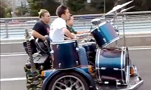 Russian Band Sings While Riding Custom Bike on Highway