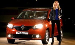 Russian Blonde Tests New Renault Sandero