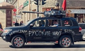 Russian Cars Dressed as Tanks for Victory Day