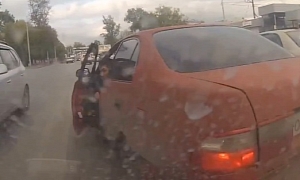 Russian Driver Clearly Does Not Like Scooters!