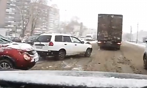 Russian Driver Crashes Three Times in Rapid Succession